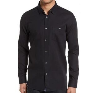 Ted Baker Nordlux Modern Slim Fit Cotton Stretch Sport Long Sleeve Shirt Black 6